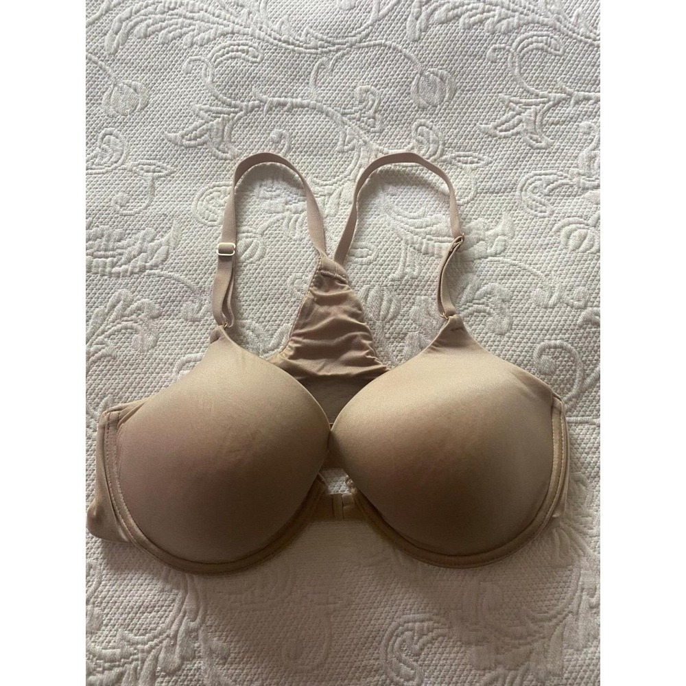 Natori Women's Beige Push-Up Bra 34 C Underwire Racerback Front Back Closure